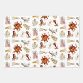 Waterverf octopus cefalopoda zeedieren inpakpapier vel (Voorkant 3)