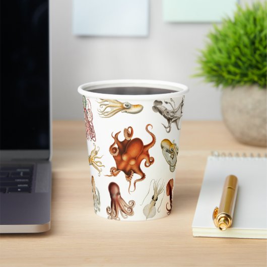 Waterverf octopus cefalopoda zeedieren papieren bekers (Insitu)