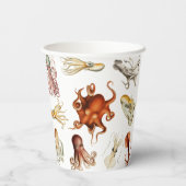 Waterverf octopus cefalopoda zeedieren papieren bekers (Achterkant)