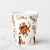 Waterverf octopus cefalopoda zeedieren papieren bekers (Voorkant)