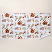 Waterverf octopus cefalopoda zeedieren strandlaken (Voorkant)