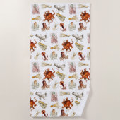 Waterverf octopus cefalopoda zeedieren strandlaken (Voorkant)