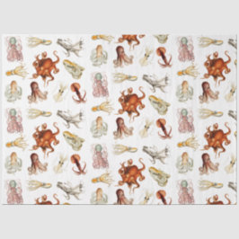 Waterverf octopus cefalopoda zeedieren tissuepapier