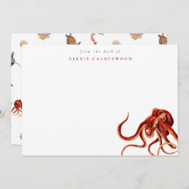 Waterverf octopus gepersonaliseerd notitiekaartje