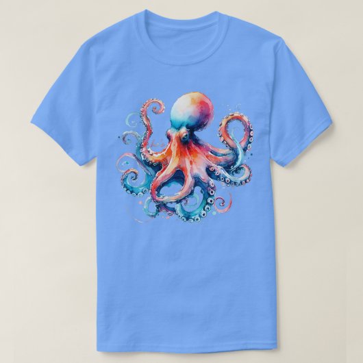 Waterverf Octopus He e in Hawaïaans VNeck T-shirt (Design voorkant)