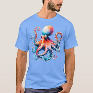 Waterverf Octopus He e in Hawaïaans VNeck T-shirt