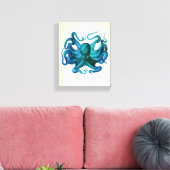 Waterverf Octopus Illustratie Canvas Afdruk (Insitu (Woonkamer))