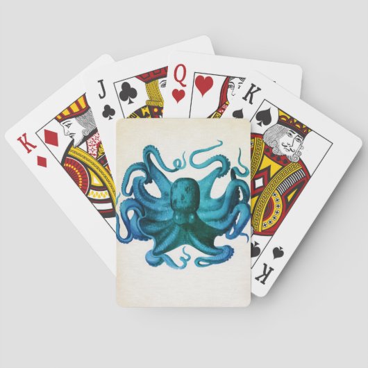 Waterverf Octopus Illustratie Speelkaarten (Achterkant)