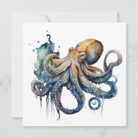 Waterverf Octopus Kaart (Voorkant)