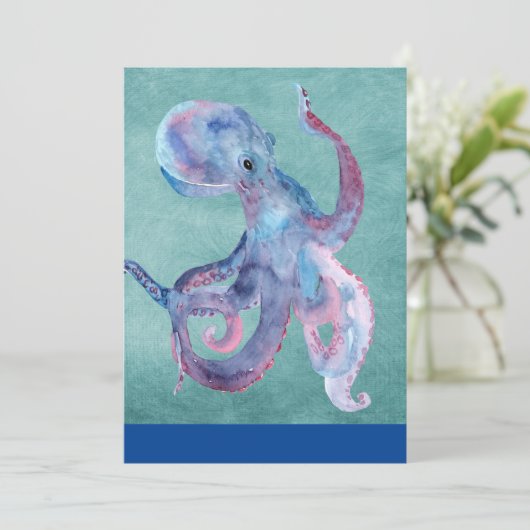 Waterverf Octopus Kaart (Staand voorkant)