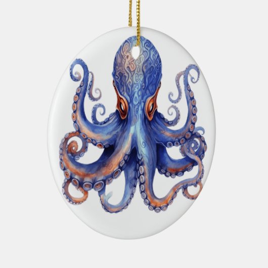 Waterverf Octopus Keramisch Ornament (Rechts)