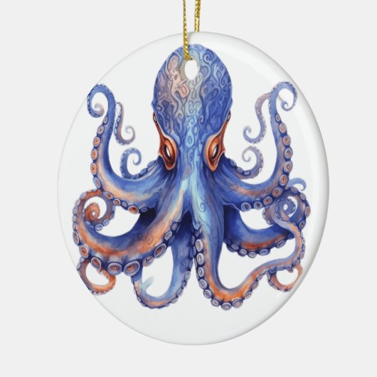 Waterverf Octopus Keramisch Ornament (Links)