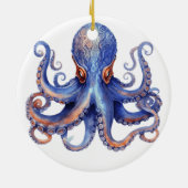 Waterverf Octopus Keramisch Ornament (Achterkant)