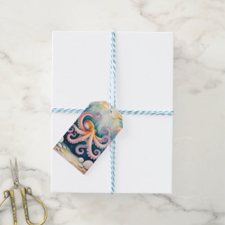 Waterverf Octopus Kinderverjaardagsfeest Bedankt Cadeaulabel
