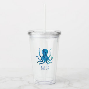 Waterverf Octopus Mariene Kinderen Gepersonaliseer Acryl Drinkbeker