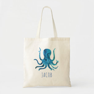 Waterverf Octopus Mariene Kinderen Gepersonaliseer Tote Bag
