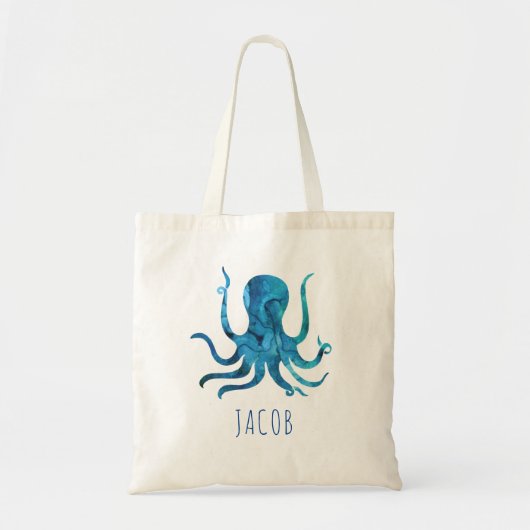 Waterverf Octopus Mariene Kinderen Gepersonaliseer Tote Bag (Voorkant)
