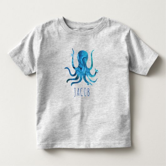 Waterverf Octopus Marine Kinder gepersonaliseerd Kinder Shirts (Voorkant)