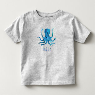 Waterverf Octopus Marine Kinder gepersonaliseerd Shirts