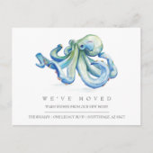 Waterverf Octopus New Home Moving Aankondiging Briefkaart (Voorkant)