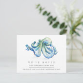 Waterverf Octopus New Home Moving Aankondiging Briefkaart (Staand voorkant)