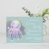 Waterverf Octopus Oceaan Strand Verjaardagsfeestje Kaart (Staand voorkant)