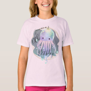 Waterverf Octopus Oceaan Verjaardagsfeest T-Shirt