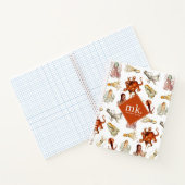 Waterverf Octopus Ocean Animals Patroon Monogram Notitieboek (Binnen)