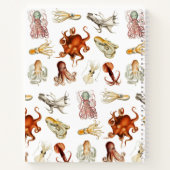 Waterverf Octopus Ocean Animals Patroon Monogram Notitieboek (Achterkant)