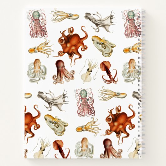 Waterverf Octopus Ocean Animals Patroon Monogram Notitieboek (Achterkant)