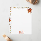 Waterverf Octopus Ocean Animals Patroon Monogram Notitiekaartje (Voorkant / Achterkant in situ)