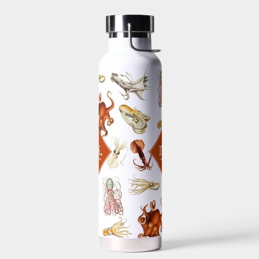 Waterverf Octopus Ocean Animals Patroon Monogram Waterfles (Links)