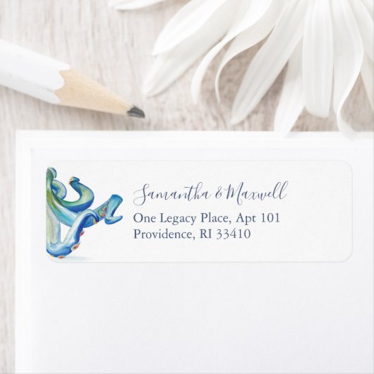 Waterverf Octopus onder het Zee retouradres Etiket (Insitu)