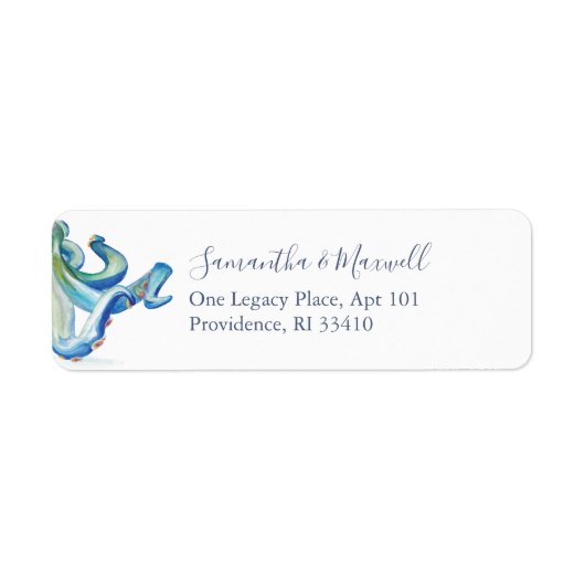Waterverf Octopus onder het Zee retouradres Etiket (Voorkant)