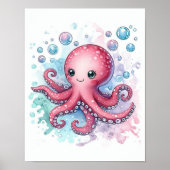 Waterverf Octopus Poster (Voorkant)