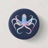 Waterverf octopus ronde button 3,2 cm (Voorkant)