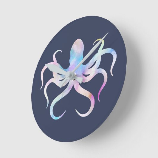 Waterverf octopus ronde klok (Hoek)
