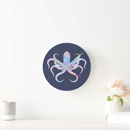 Waterverf octopus ronde klok (Huis)