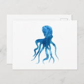 Waterverf octopus silhouette briefkaart (Voorkant / Achterkant)