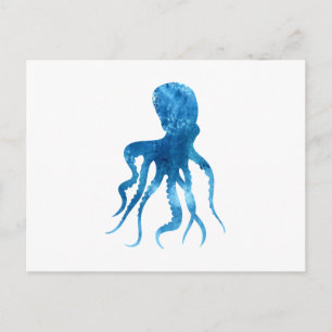 Waterverf octopus silhouette briefkaart