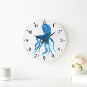 Waterverf octopus silhouette grote klok (Huis)