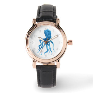 Waterverf octopus silhouette horloge