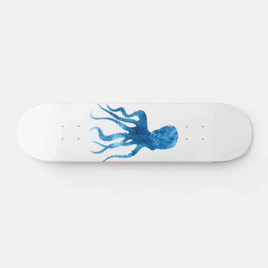 Waterverf octopus silhouette persoonlijk skateboard (Horizontaal)