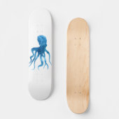 Waterverf octopus silhouette persoonlijk skateboard (Voorkant)