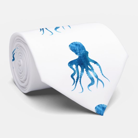 Waterverf octopus silhouette stropdas (Opgerold)