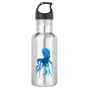 Waterverf octopus silhouette waterfles 
