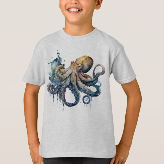 Waterverf Octopus T-shirt (Voorkant)