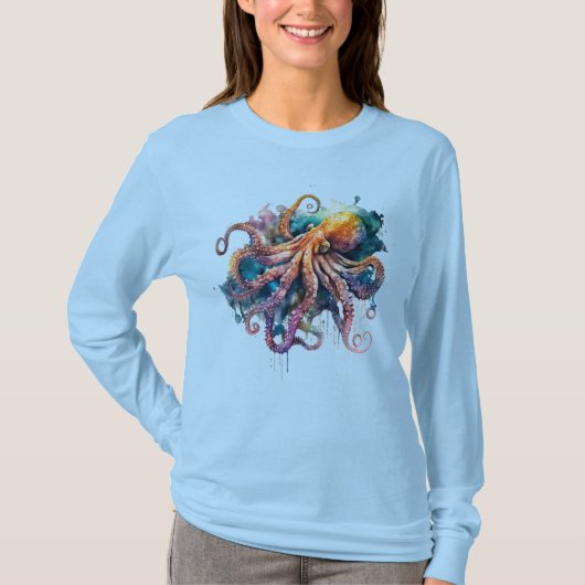Waterverf Octopus T-shirt (Voorkant)