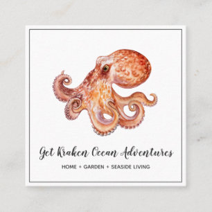 Waterverf Octopus Vierkant Zakelijk Visitekaartje