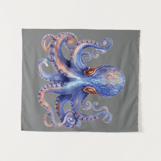 Waterverf Octopus Wandkleed (Voorkant (horizontaal))